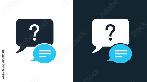 Question mark icon set - Blue icon set - Modern style icon - Vector icon set - Glyph and solid icon set - Icon vector - Flat Design Icon - Stock illustration