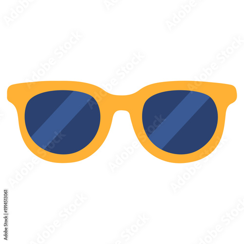 Yellow sunglasses for school outdoor activities, student eye protection, campus sports, educational field trips, and summer accessories with colorful flat design illustration style.