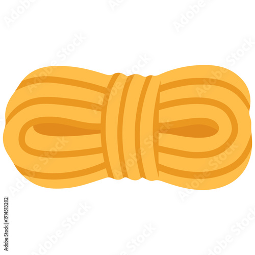 Yellow coiled rope for school sports, physical education, student activities, campus outdoor learning, educational games, and classroom equipment with simple flat design illustration style.