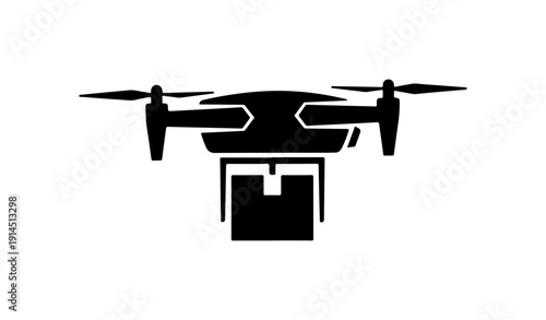 Modern Quadcopter Drone with Cargo Attachment Vector Icon