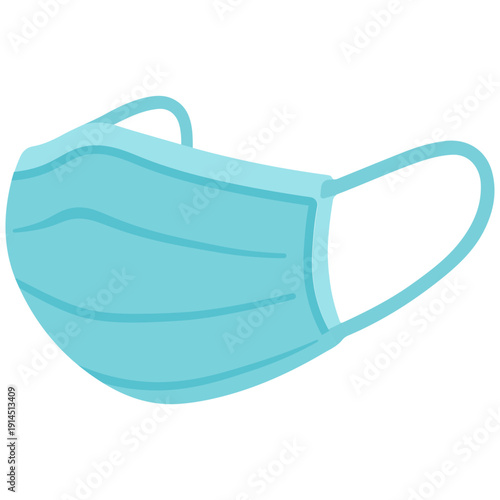 Light blue face mask for school health, student protection, classroom safety, educational hygiene, campus wellness, and pandemic prevention with colorful flat design illustration style.