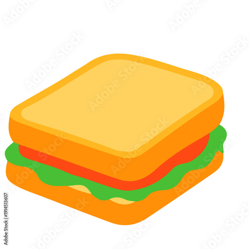 Sandwich ideal for school lunch boxes, student meals, cafeteria food, healthy eating, nutritional breaks, and educational dining with colorful flat design illustration style.