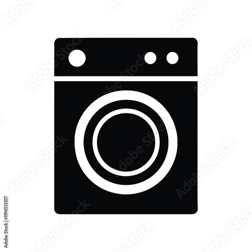 washing machine silhouette vector icon on white background