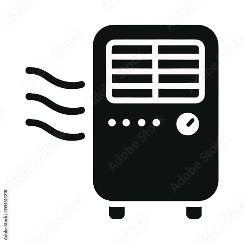 Electric air cooler silhouette icon on white background