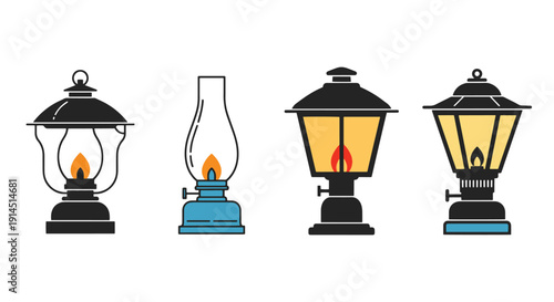 Gas Lamp Line art abstract smooth color vector