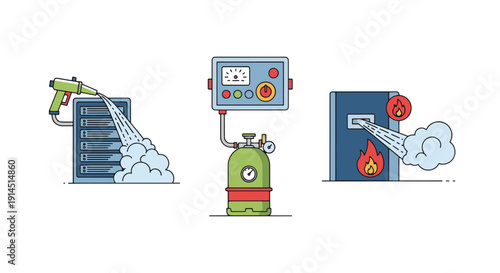 Gas Suppression Line creative bold style illustration