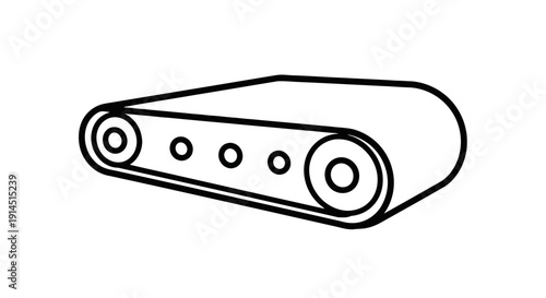 Minimalist Black and White Conveyor Belt Illustration for Industrial Concept