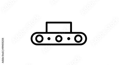 Minimalist Black and White Conveyor Belt Icon for Industrial Design