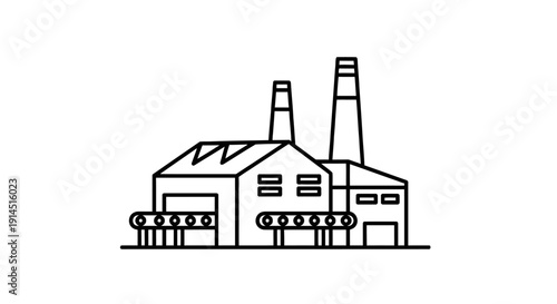 Industrial Plant with Smokestacks and Production Facility in Modern Infrastructure