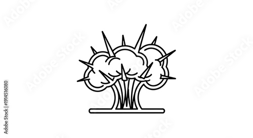 Intricate Line Art Illustration of a Vibrant Explosive Cloud Explosion Rendering