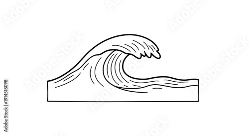 Minimalist Line Art of a Wave for Ocean and Nature Themes