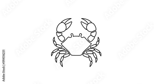 Minimalist Line Drawing of a Crabby Creature for Marine or Nature Themes