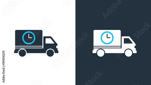 Delivery truck icon set - Blue icon set - Modern style icon - Vector icon set - Glyph and solid icon set - Icon vector - Flat Design Icon - Stock illustration