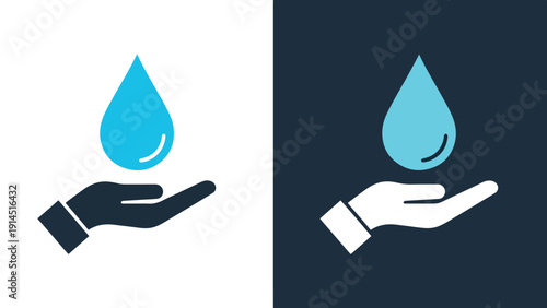 Water drop icon set - Blue icon set - Modern style icon - Vector icon set - Glyph and solid icon set - Icon vector - Flat Design Icon - Stock illustration