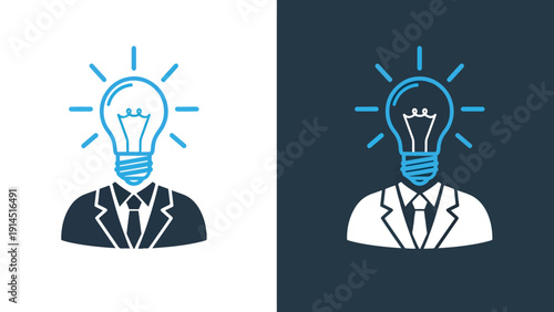 Innovative idea representation - Blue icon set - Modern style icon - Vector icon set - Glyph and solid icon set - Icon vector - Flat Design Icon - Stock illustration