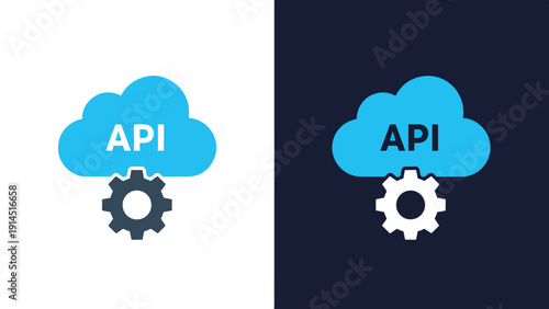 Api cloud icon set - Blue icon set - Modern style icon - Vector icon set - Glyph and solid icon set - Icon vector - Flat Design Icon - Stock illustration