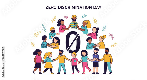Diverse group of people celebrating Zero Discrimination Day together.