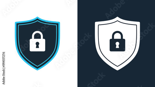 Security shield icons - Blue icon set - Modern style icon - Vector icon set - Glyph and solid icon set - Icon vector - Flat Design Icon - Stock illustration