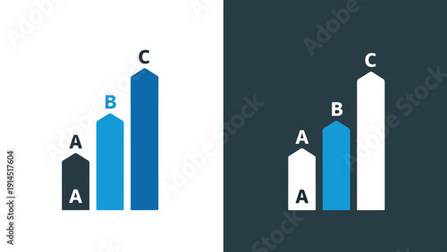 Bar graph comparison - Blue icon set - Modern style icon - Vector icon set - Glyph and solid icon set - Icon vector - Flat Design Icon - Stock illustration
