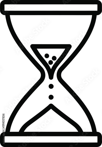 A simple line drawing of an hourglass on a white background.