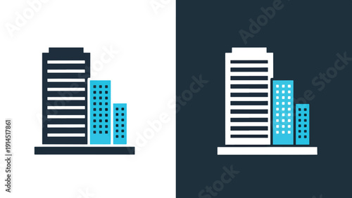 Cityscape icon set - Blue icon set - Modern style icon - Vector icon set - Glyph and solid icon set - Icon vector - Flat Design Icon - Stock illustration