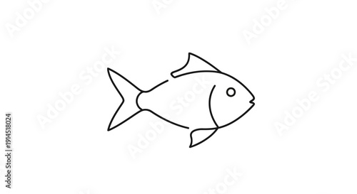 Minimalistic Line Drawing of a Fish for Marine Life and Nature Concepts