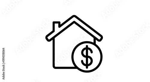 Modern House Icon with Financial Dollar Sign for Real Estate and Property Investments
