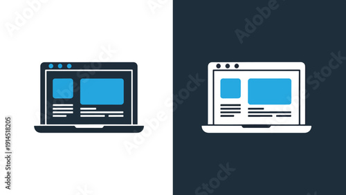 Laptop icons - Blue icon set - Modern style icon - Vector icon set - Glyph and solid icon set - Icon vector - Flat Design Icon - Stock illustration