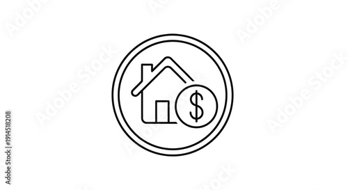 Real Estate Investment Concept Icon with House and Dollar Sign Illustration