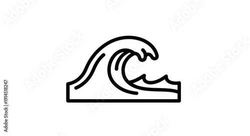 Stylish Line Art of a Cresting Ocean Wave for Dynamic Water Sports Themes