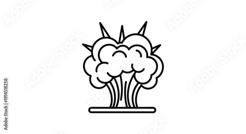 Stylized Black and White Drawn Explosion Cloud with Dynamic Impact Effect