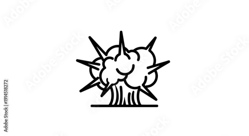 Stylized Explosion Illustration with Dynamic Lines and Cloud of Smoke