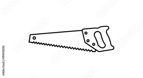 Side View of Hand Saw with Ergonomic Handle for Woodworking Projects