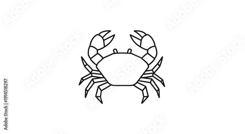 Stylized Line Drawing of a Crab Illustration for Marine and Coastal Themes