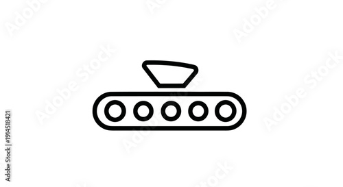 Simple Black and White Line Drawing of Tank Vehicle Illustration