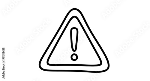Warning Sign Icon on Plain Background with Clear Detailing for Safety Indication