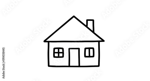 Simple Hand-Drawn House Illustration for Architectural Design and Education