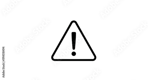 Warning Sign with Exclamation Mark Safety Alert Icon on White Background