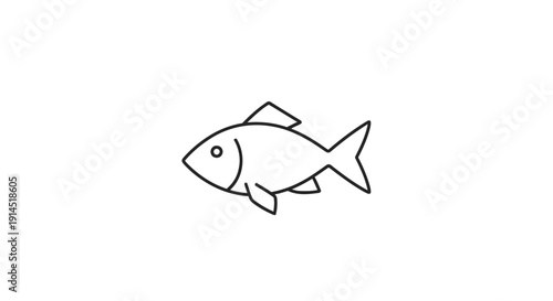 Simple Line Drawing of a Fish for Marine Life Illustration or Educational Material