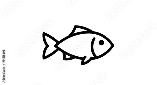 Simple Line Drawing of a Fish for Marine Life Illustration or Nature Theme