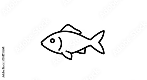 Simple Line Drawing of a Fish for Marine Life and Aquatic Themes