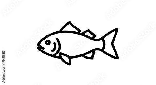 Simple Line Drawing of a Fish for Nature or Marine Life Illustrations
