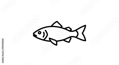 Simple Line Drawing of a Fish Illustration for Marine Life or Aquatic Concept Design