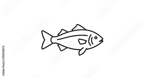 Simple Line Drawing of Fish for Nature and Water Theme Projects
