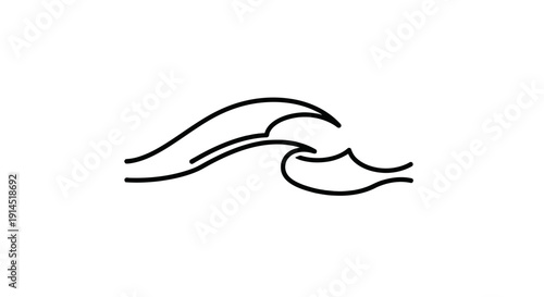 Simple Line Drawing of Rolling Ocean Waves for Maritime and Nature Themes