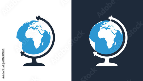 Globe icon set - Blue icon set - Modern style icon - Vector icon set - Glyph and solid icon set - Icon vector - Flat Design Icon - Stock illustration