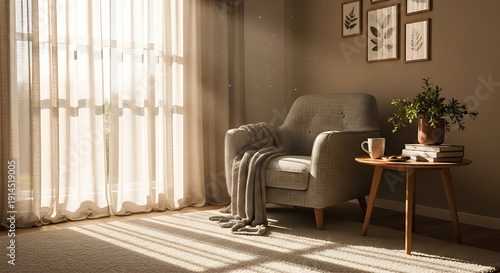 Interior with Natural Light and Curtains