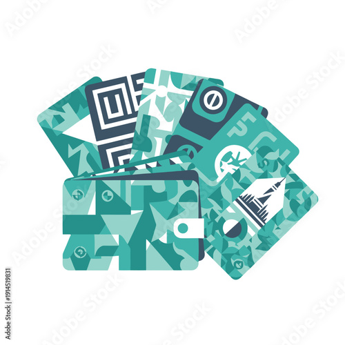 Wallet and Credit Cards with Geometric Patterns