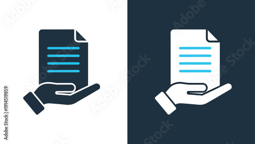 Document hand icons - Blue icon set - Modern style icon - Vector icon set - Glyph and solid icon set - Icon vector - Flat Design Icon - Stock illustration