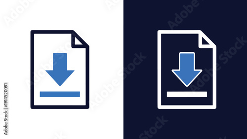 Download document icons - Blue icon set - Modern style icon - Vector icon set - Glyph and solid icon set - Icon vector - Flat Design Icon - Stock illustration